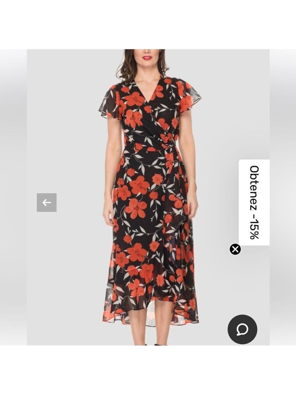 Joseph Ribkoff Black and Red Floral Maxi Dress